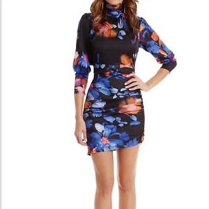 Marciano multicolor print midi ruched dress